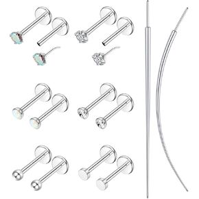 20G/18G Flat Back Earrings Stud - Hypoallergenic Earrings for Women - 316L Surgical Stainless Steel Tragus Cartilage Lip Medusa Piercing Jewelry - Threadless Nose Stud for Women Men
