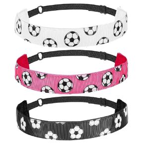 3PCS Soccer Headbands for Girls, Adjustable Sport Hairband for Girl Sport Non-slip Soccer Headbands Sports Headband for Women Girls, Thin Athletic Stretch Elastic Headband