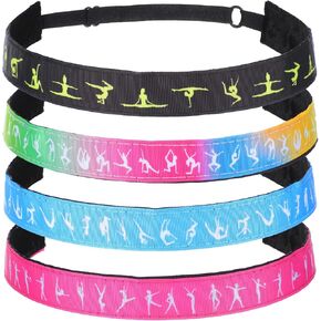 4 Pieces Gymnastics Headbands for Girls, Non Slip Elastic Yoga Sports Running Head Band Stretchy Athletic Headband Workout Fashion Hair Accessories for Girl Women