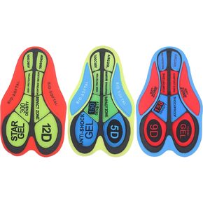 Marsrut 3Pcs Gel Pad for Bike, Cycling Shorts Butt Pads 5D 9D 12D, Soft Breathable Cycling Base Cushion for MTB Bike Seat Shockproof for Bicycle Riding Underwear Men Women (3 Colors)