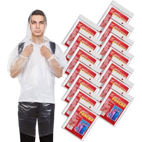 20 Pack Disposable Rain Ponchos, Pocket Raincoats,Transparent Waterproof Raincoat,Bulk Clear Emergency Raincoat with Drawstring Hood for Travelling Camping Hiking Men Women