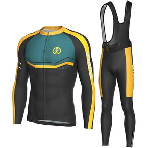 مجموعة ملابس ركوب الدراجات للرجال في Inbike ، قميص ركوب الدراجات الطويل مع 3 جيوب خلفية ، وركوب السراويل المريلة ثلاثية الأبعاد مبطنة