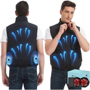 Fishing Cooling Vest Jacket with 2 Fans - 21V Air Conditioner Fan Vests for Men and Women, With 20000mAh Battery