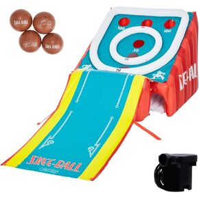 لعبة Skee-Ball للأطفال والكبار، لعبة عملاقة قابلة للنفخ، بطول 11 قدمًا، تتضمن 4 كرات ومضخة هواء كهربائية، ألعاب داخلية وخارجية للبالغين والعائلة، لعبة Skee-Ball Arcade للمنزل، الألعاب