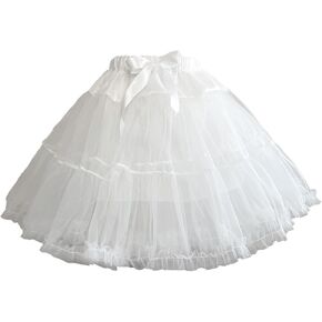 Women's Tutu Elastic Waist Petticoat Tulle White Skirt Princess Ballet Dance crinoline Underskirt for girls