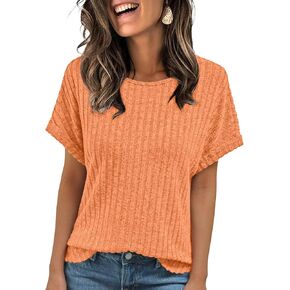 AUTOMET Women Shirts Summer Sweaters Loose Fit Short Sleeve Tunic Tops 2025 Dressy Casual Business Blouses