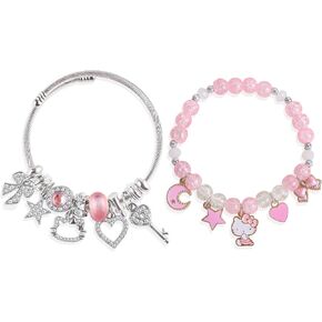 YUZHEJIE Cute Kitty Bracelet Stuff Kawaii Set Crystal Bead Elastic Friendship Bracelets Birthday Christmas Jewelry Gifts for Women Girlfriend Best Friend Sister