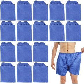 100 PCS شورتات الامتحان المتاح ، والملاكمين غير المنسوجين للجنسين ، وارتداء فحص كبير للمريض مع الخصر المرن ، والتنفس والمريح ، ومثالي للفحص ، والسبا ، والتدليك الأزرق