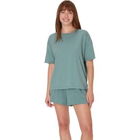 Hanes Women's Originals SuperSoft Comfywear 2 قطعة صالة مربعات قميص وسرات شورت نوم