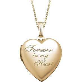 PicturesOnGold.com Forever In My Heart Locket Necklace for Women That Hold Pictures in Sterling Silver or Yellow Gold.