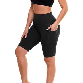 GAYHAY Biker Shorts for Women with Pockets - 8"/5"/3" Booty High Waisted Black Spandex Volleyball Short for Workout Yoga