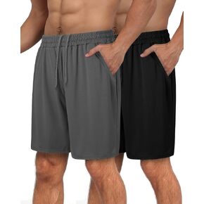 2 Pack Mens Gym Basketball Shorts - Athletic Black Workout Quick Dry Shorts with Pockets for Casual Running