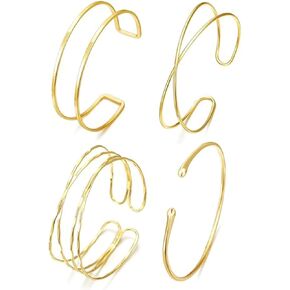 Arm Cuff Bracelet for Women Gold Arm Cuff Upper Arm Layered Cuff Bangle Bracelet Minimalist Armband Stackable Jewelry for Summer Beach