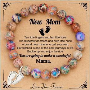 Graduation Gifts for Her- Women Natural Colorful Imperial Jasper Stone Bracelet Graduation Mothers Day Teacher Appreciation Gifts with Gift Message Card
