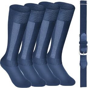 Baseball Socks and Belt Combo Youth and Adult Size, Softball Socks and Elastic Waist Belt (2 Pairs of Socks & 1 Belt)