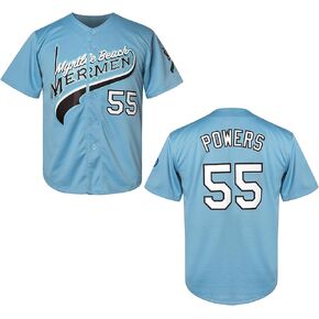 Mesospero Youth Baseball Jersey 55 Kenny Powers Shirt for Girl's Button Down Movie Jerey Stitched Blue S-XL