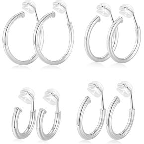 مقطع Plomfov على أقراط من أجل النساء غير المثقوبات على مقاطع أقراط Gold Hoops للأذنين غير المليئة بالأذنين 10-20 ملم