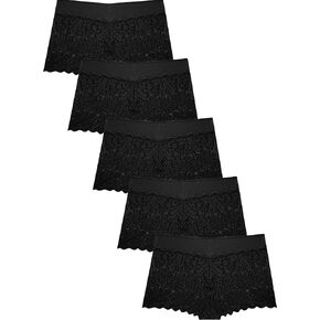 Womens Underwear Lace Boy Shorts Breathable Panties Stretch Cotton Waistband Underwear Women 5 Pack