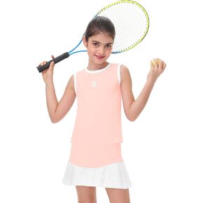 Remimi Girls Tennis Dress Frite Guite Aldfit Olcyfeless Opering Tank Top and Sport Skirt مجموعة من 4 إلى 12 عامًا