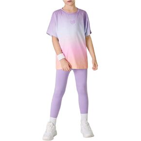 Shenhe Girl's 2 تمرين تمرين Activewear الأكمام قصيرة الأكمام