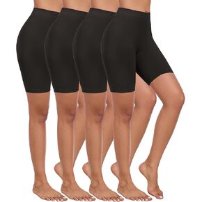 4 Pack Slip Shorts for Under Dress Women Seamless Boyshorts Panties Anti Chafing Shorts
