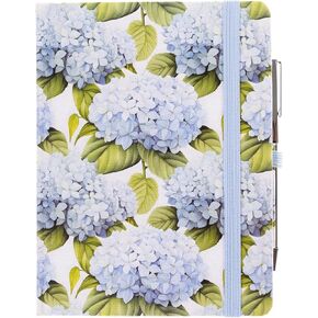 Graphique Hortensia Journal Plus Pen Luxe Collection ، دفتر Notes Hardcover للمذكرات للكتابة ، نقش رقائق الفضة ، 160 صفحة ، 6 "× 8"