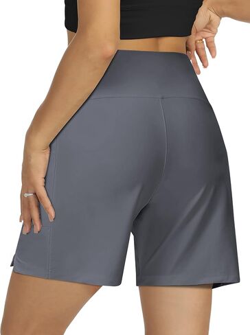 Women's 4" High-Waisted Swim Board Shorts with Liner and Pockets – Quick-Dry Beach & Swimming Shorts in Saudi Arabia