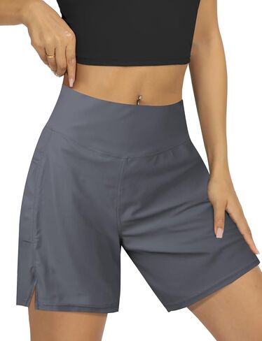 Women's 4" High-Waisted Swim Board Shorts with Liner and Pockets – Quick-Dry Beach & Swimming Shorts in Saudi Arabia