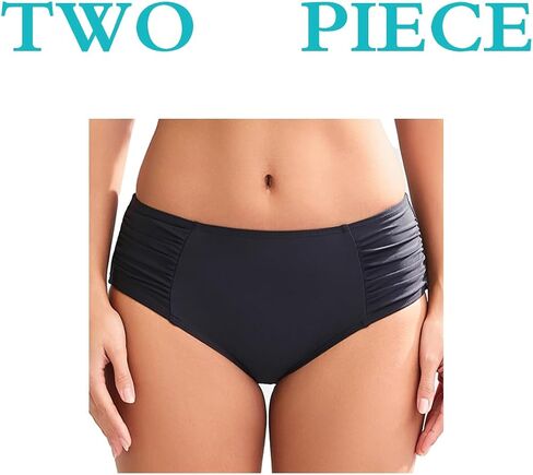 COCOPEAR Full Coverage Bikini Bottoms for Women Mid Rise Bathing Suit Bottoms for Women Ruched Tummy Control Swim Bottoms in Kuwait