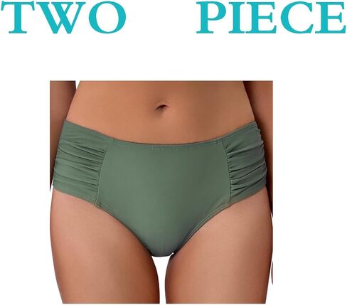COCOPEAR Full Coverage Bikini Bottoms for Women Mid Rise Bathing Suit Bottoms for Women Ruched Tummy Control Swim Bottoms in Kuwait