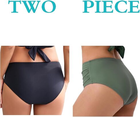 COCOPEAR Full Coverage Bikini Bottoms for Women Mid Rise Bathing Suit Bottoms for Women Ruched Tummy Control Swim Bottoms in Kuwait