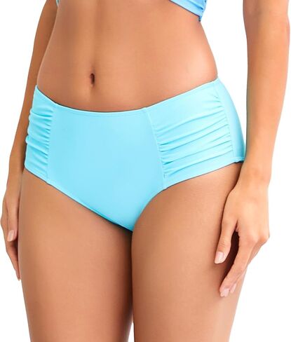 COCOPEAR Full Coverage Bikini Bottoms for Women Mid Rise Bathing Suit Bottoms for Women Ruched Tummy Control Swim Bottoms in Kuwait