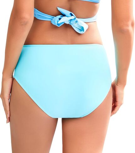COCOPEAR Full Coverage Bikini Bottoms for Women Mid Rise Bathing Suit Bottoms for Women Ruched Tummy Control Swim Bottoms in Kuwait