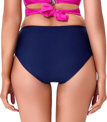 COCOPEAR Full Coverage Bikini Bottoms for Women Mid Rise Bathing Suit Bottoms for Women Ruched Tummy Control Swim Bottoms in Kuwait