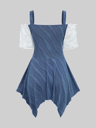 ROSE GAL Rosegal Women Plus Size Gothic Cold Shoulder Top Medieval Renaissance Corset Shirt in Kuwait