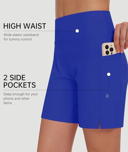 DIBAOLONG Women's Swim Shorts 7" High Waisted Quick Dry UPF 50+ Beach Board Shorts for Women with Liner & Pockets in Kuwait