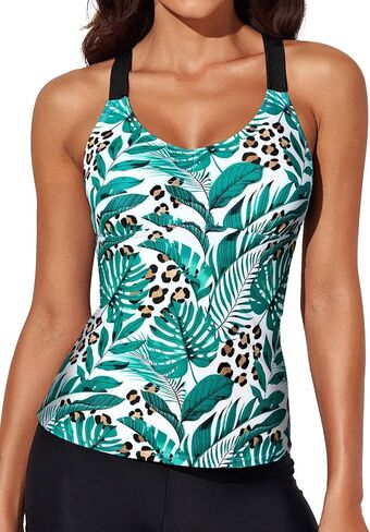 Aleumdr Womens Printed Strappy Racerback Swim Tankini Top Only No Bottom S - XXXL in Kuwait