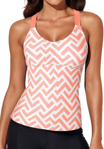 Aleumdr Womens Printed Strappy Racerback Swim Tankini Top Only No Bottom S - XXXL in Kuwait