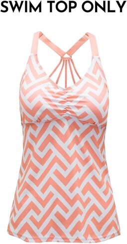 Aleumdr Womens Printed Strappy Racerback Swim Tankini Top Only No Bottom S - XXXL in Kuwait