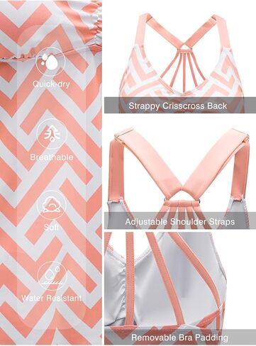 Aleumdr Womens Printed Strappy Racerback Swim Tankini Top Only No Bottom S - XXXL in Kuwait