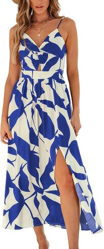 CUPSHE Women's Maxi Dress Floral Print Twisted V Neck Sleeveless Long Dress Summer Casual Dress in Saudi Arabia
