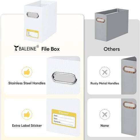 BALEINE File Organizer, File Box with Handle, Cardboard File Folder Organizer, Collapsible Hanging File Organizer for Office Document Storage, Portable File Organizer for Desk (2 Pack, Black) in Saudi Arabia