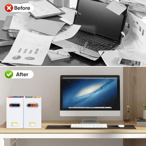 BALEINE File Organizer, File Box with Handle, Cardboard File Folder Organizer, Collapsible Hanging File Organizer for Office Document Storage, Portable File Organizer for Desk (2 Pack, Black) in Saudi Arabia