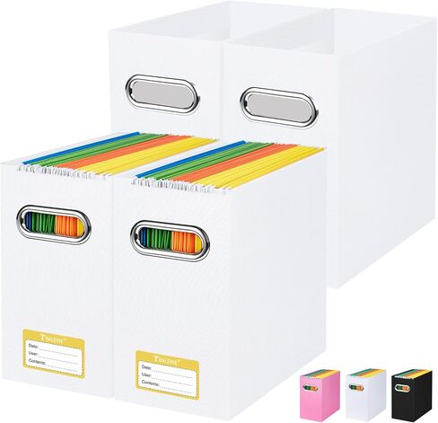 BALEINE File Organizer, File Box with Handle, Cardboard File Folder Organizer, Collapsible Hanging File Organizer for Office Document Storage, Portable File Organizer for Desk (2 Pack, Black) in Saudi Arabia