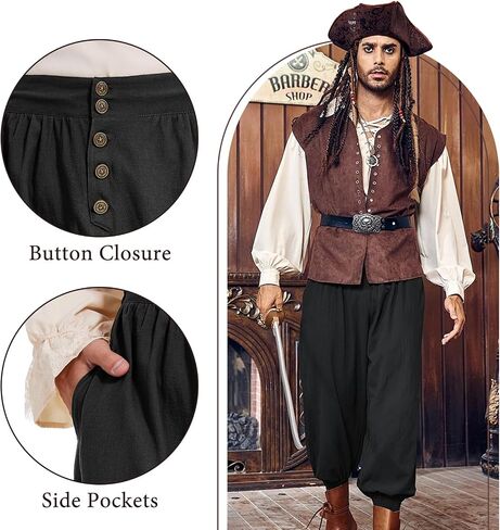 Pirate Pants for Men Pirate Costume Pant Renaissance Medieval Pant Halloween Costume Viking Pants Men in Saudi Arabia