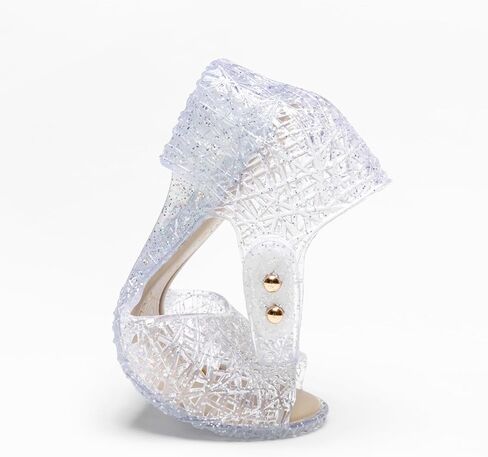 Princess Jelly Flats Shoes Girls Birthday Party Heels Snow Queen Cosplay Costumes Dress Up Sandals for Toddler Little Girls Big Kids in Saudi Arabia