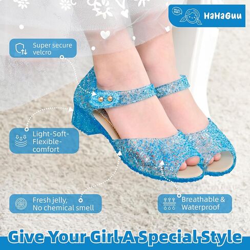 Princess Jelly Flats Shoes Girls Birthday Party Heels Snow Queen Cosplay Costumes Dress Up Sandals for Toddler Little Girls Big Kids in Saudi Arabia