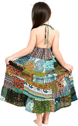 LOFBAZ Patch Summer Beach Long Dress for Little Girl Casual Cute Summer Clothes in Saudi Arabia