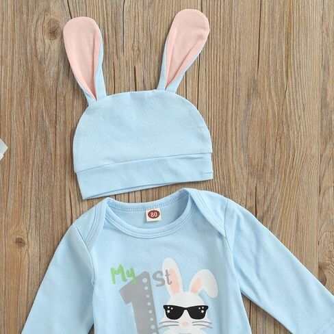 أول ملابسي في عيد الفصح 3pcs Baby Boys Girls Long/Short Sleeve Brunny Print Romper Tops Tops Pants مجموعة عيد الفصح in Kuwait