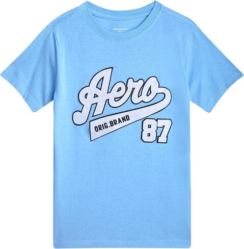 تي شيرت للأولاد من AEROPOSTALE - قميص قطني للأطفال بأكمام قصيرة - تي شيرت كلاسيكي برسومات بياقة دائرية للأولاد (4-16) in Kuwait